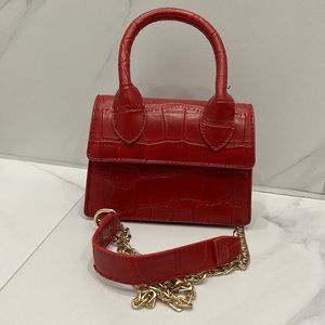 Red Small Cross Body Purse with Gold Chain